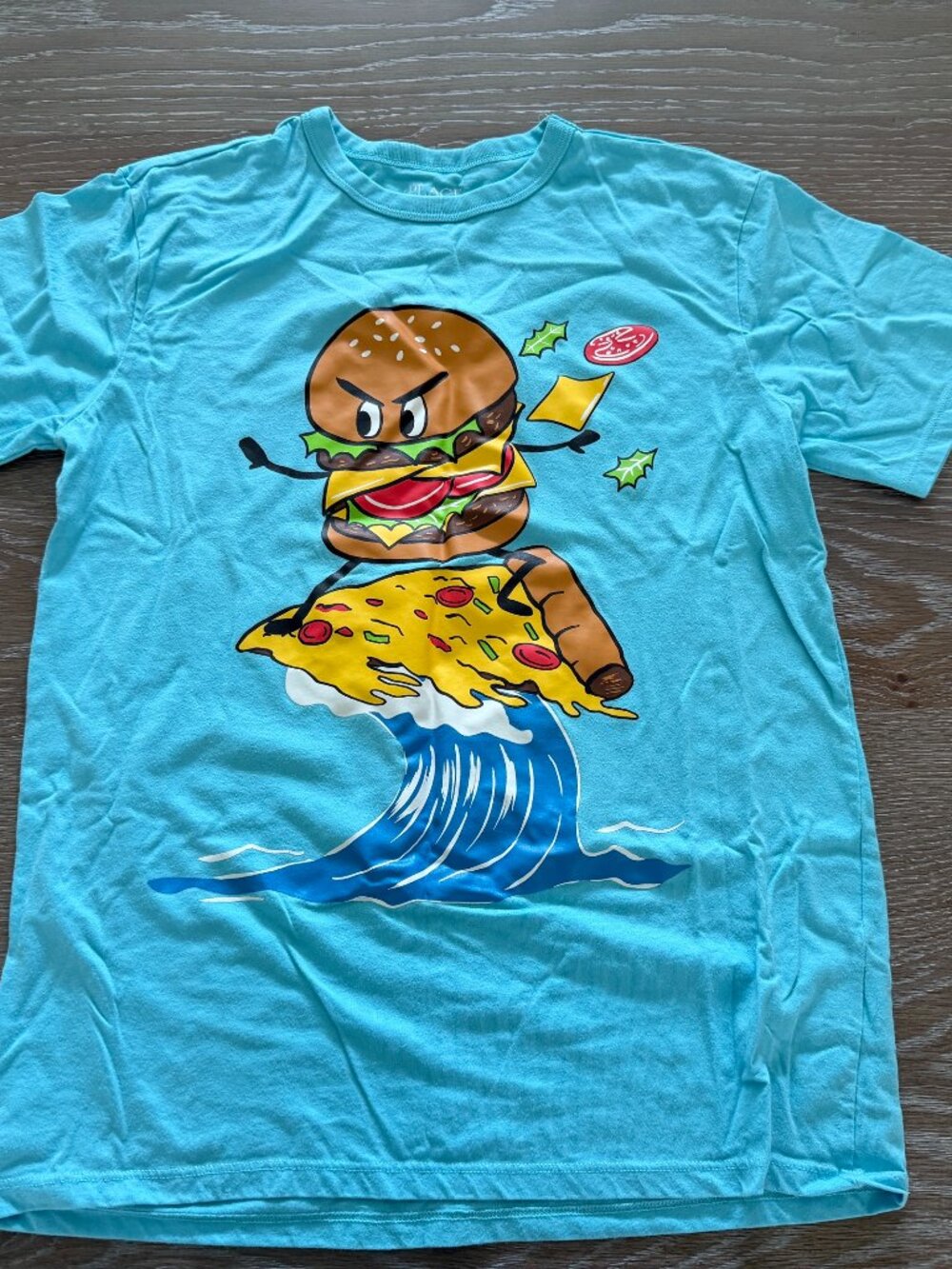 Boys The Children's Place teal cheeseburger t-shirt tee top size XL 14